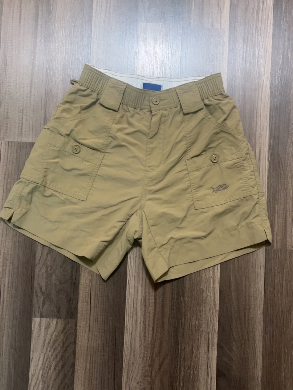AFTCO Boys 26 Tan Cargo Fishing Shorts
